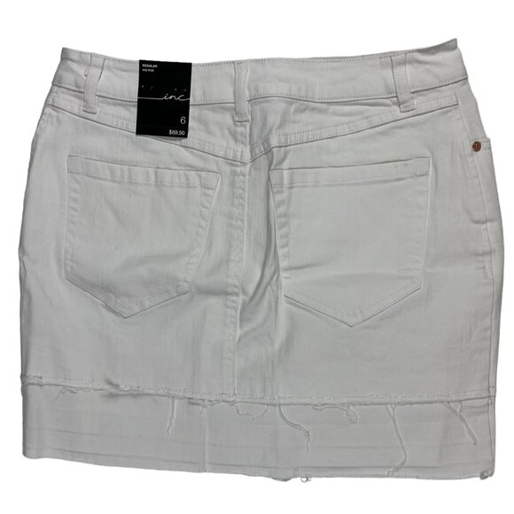 INC International Concepts Factory Distressed Raw Hem White Mini Skirt Size 6 - Picture 2 of 16